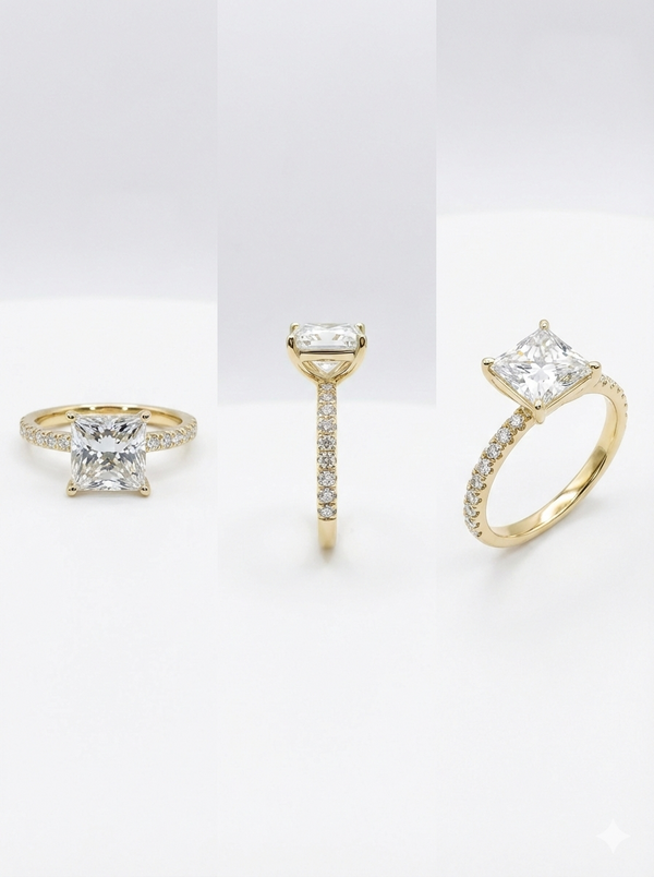 3.50 CTW Princess Cut Diamond Engagement Ring