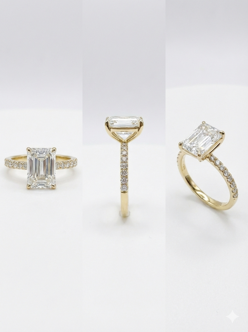 Rectangular cut 4.52 ctw Diamond Engagement Ring