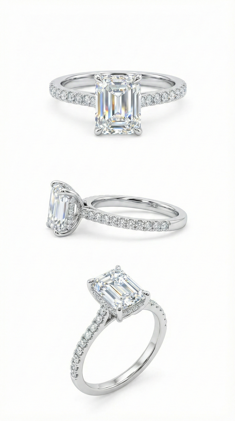 2.50 ctw Emerald Cut Diamond Engagement Ring