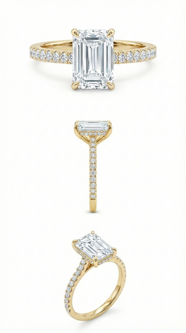 4.56 ctw Emerald Cut Diamond Engagement Ring