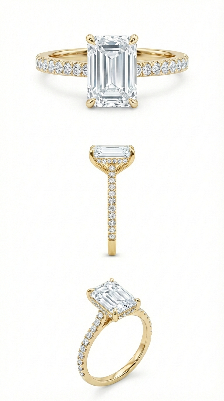 4.56 ctw Emerald Cut Diamond Engagement Ring