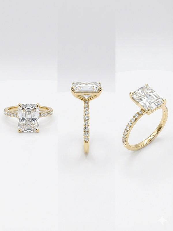 Rectangular cut 3.51 ctw Diamond Engagement Ring